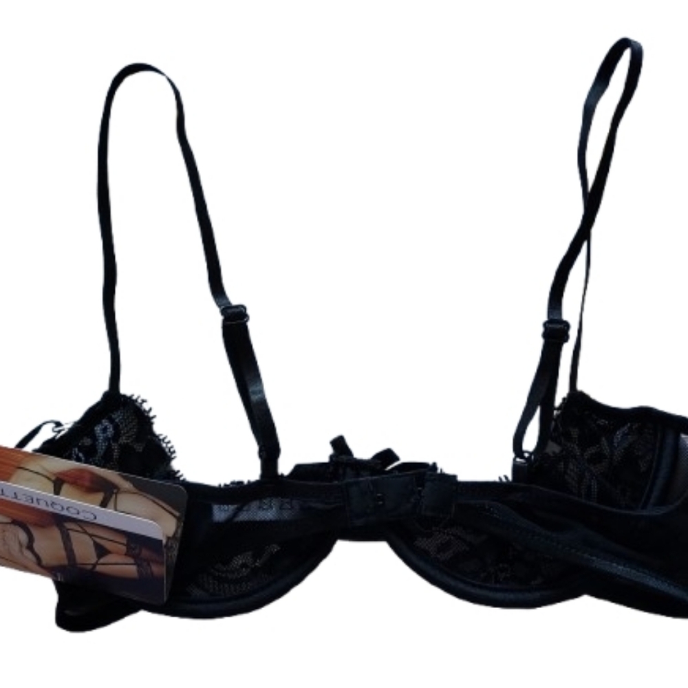 Coquette Black Lace Half Bra Size Small NEW NWT - Picture 4 of 12